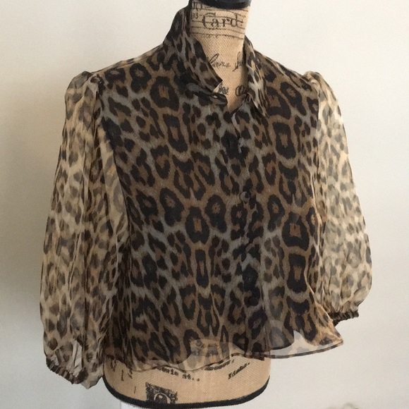 Zara organza wood print blouse - Picture 1 of 7